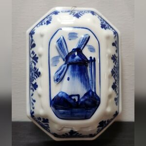 DAIC Royal Delft White & Blue Windmill Ceramic Wall Decor